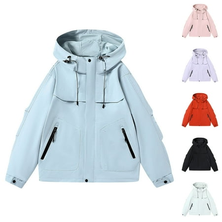 Txeol Mens Waterproof Work Jacket Long Sleeve Hooded Windbreaker with Multiple Pockets Outdoor Windproof Rain Coat for Hiking Fishing Black S