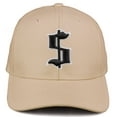 thumbnail image 4 of Daxton Premium Mid Profile Hat Semi Curved Visor Khaki Cap White Black Gothic Embroidered, Dollar Sign, 4 of 4