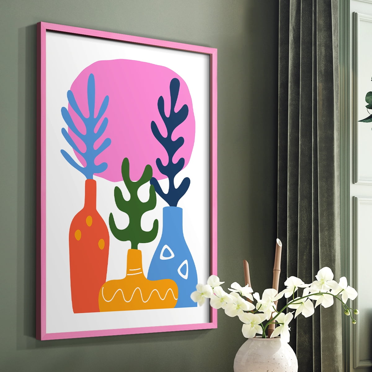 Matisse CDLIX in Pink Solid Wood Framed Print No Nail Hanging