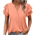 thumbnail image 1 of Blusa de Trabajo de Manga Corta Botón de Manga de Encaje de Color Sólido Blusa Casual 95% Poliéster 5% Spandex, Nuevo Top de Moda para Diario Y Fiesta, 1 of 4