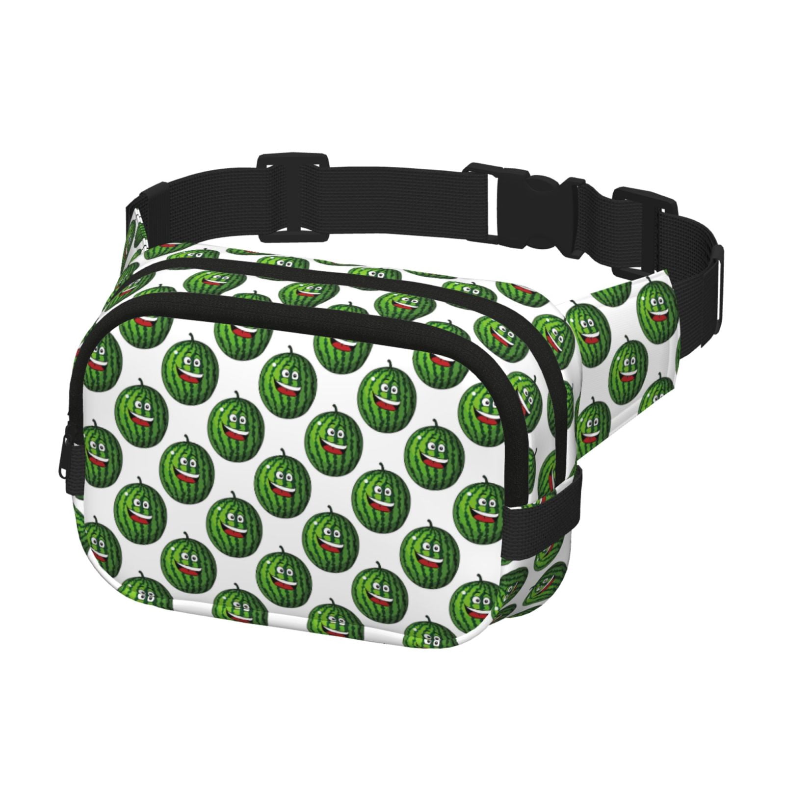 Picia Happy Watermelon Print Square Double-Layer Waist Bag Mini Adjustable Waist Belt Bag Exercise Running Travel Hiking