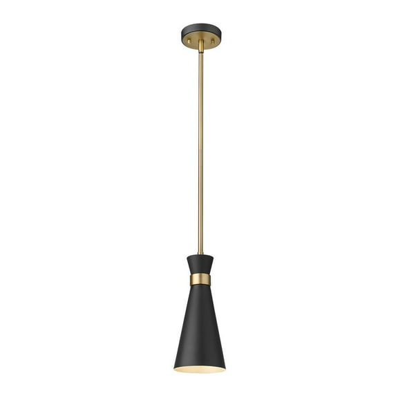 1 Light Mini Pendant-Matte Black/Heritage Brass Finish Z-Lite 728Mp-Mb-Hbr