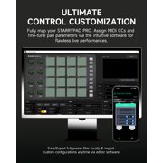 Donner STARRYPAD PRO MIDI Pad Controller for Beat Making, 16 Velocity-Sensitive Drum Pads, 8 Assignable Knobs, USB-C & MIDI I/O, Music Production Software Included, Black