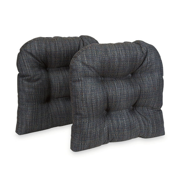 Klear Vu Gripper Non-Slip 17" x 17" Large Kahuna Tufted Chair Cushions, Denim, Set of 2