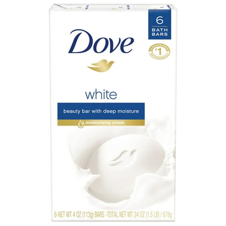 Dove Beauty Bar White 4 oz, 6 Bar