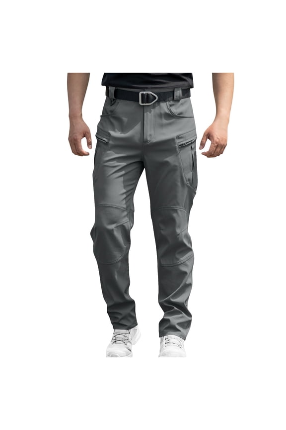 Men's Cargo Pants Loose Fit High Stretch Tactical Construction Work Pants Waterproof Outdoor Athletic Pants with Pockets Gray XXXL
