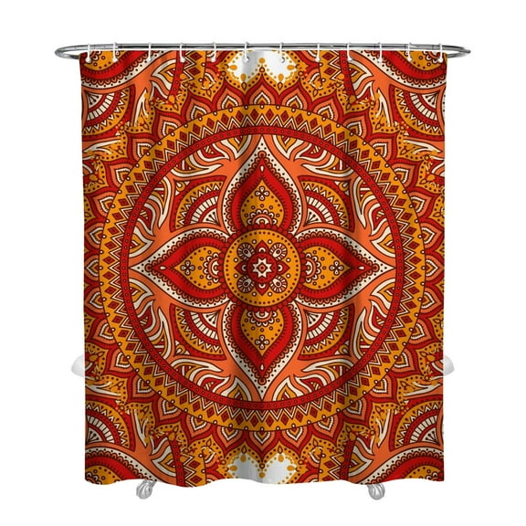 Boho Chic Mandala Shower Curtain Waterproof Bathroom Drape Fade-Resistant Polyester Fabric 72x84 Inch Machine Washable