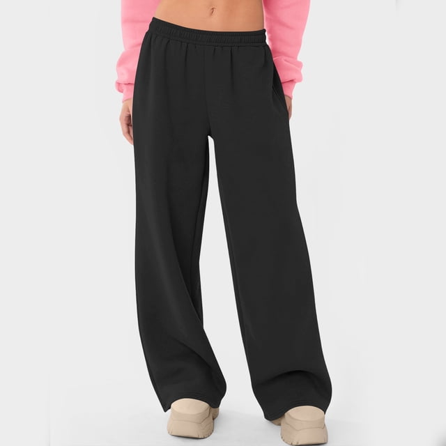 HongQid Women's Jogging Pants Sweatpants High Waist Sports Pants Casual Trousers Wide Leg Pants with Pockets