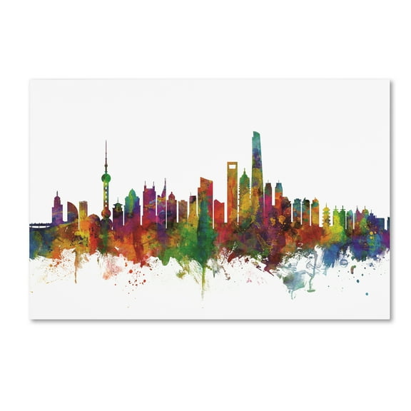 Trademark Fine Art 'Shanghai China Skyline II' Canvas Art by Michael Tompsett
