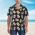thumbnail image 4 of Balery Colorful Retro Tape Print Men's Hawaiian Shirts Short Sleeve Beach Shirt Relaxed Fit Vacation Button Down Shirts-XX-Large, 4 of 9