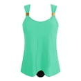 thumbnail image 6 of BOBOGOJP Women Tankini Swimsuits Tummy Control Bathing Suit Two Piece High Waisted Bottoms Ruffed Tops Full Coverage Swim Suits Light Green for Size XL, 6 of 9