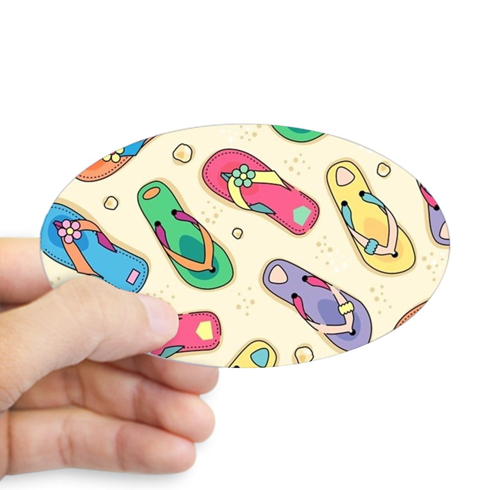 CafePress Colorful Flip Flops Sticker Sticker (Oval)