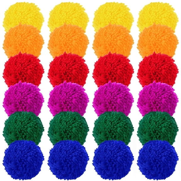 24 Pcs Kickballs Dodgeballs 4 Inches Soft Acrylic Yarn Dodgeballs Playground Balls Large Hand Ball Physical Education Equipment for Kids Adults Handball Outdoor Game Indoor Play, 6 Colors