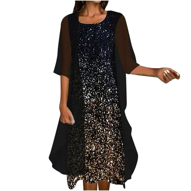 Vestidos Para Mujer Vestido Maxi Vestido Bohemio Media Manga Smock + Vestido Conjunto de Dos Piezas Hasta La Rodilla Vestido de Playa Odeerbi ODB164431