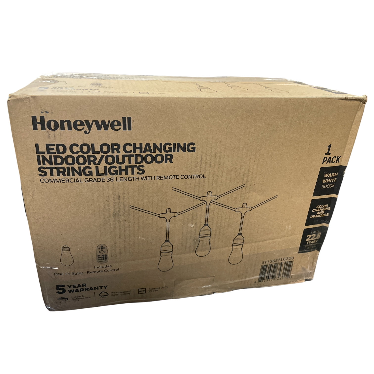 Honeywell 36' LED Color Changing String Light Set With Remote Control