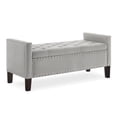 thumbnail image 2 of LUCKHAO   Velvet Modern Upholstered Storage Ottoman Bench with Arms ,Tufted Button Storage Bench with nails trim,Entryway Living Room Soft Padded Seat , for Entryway, Bedroom, Living Room ﻿, 2 of 11