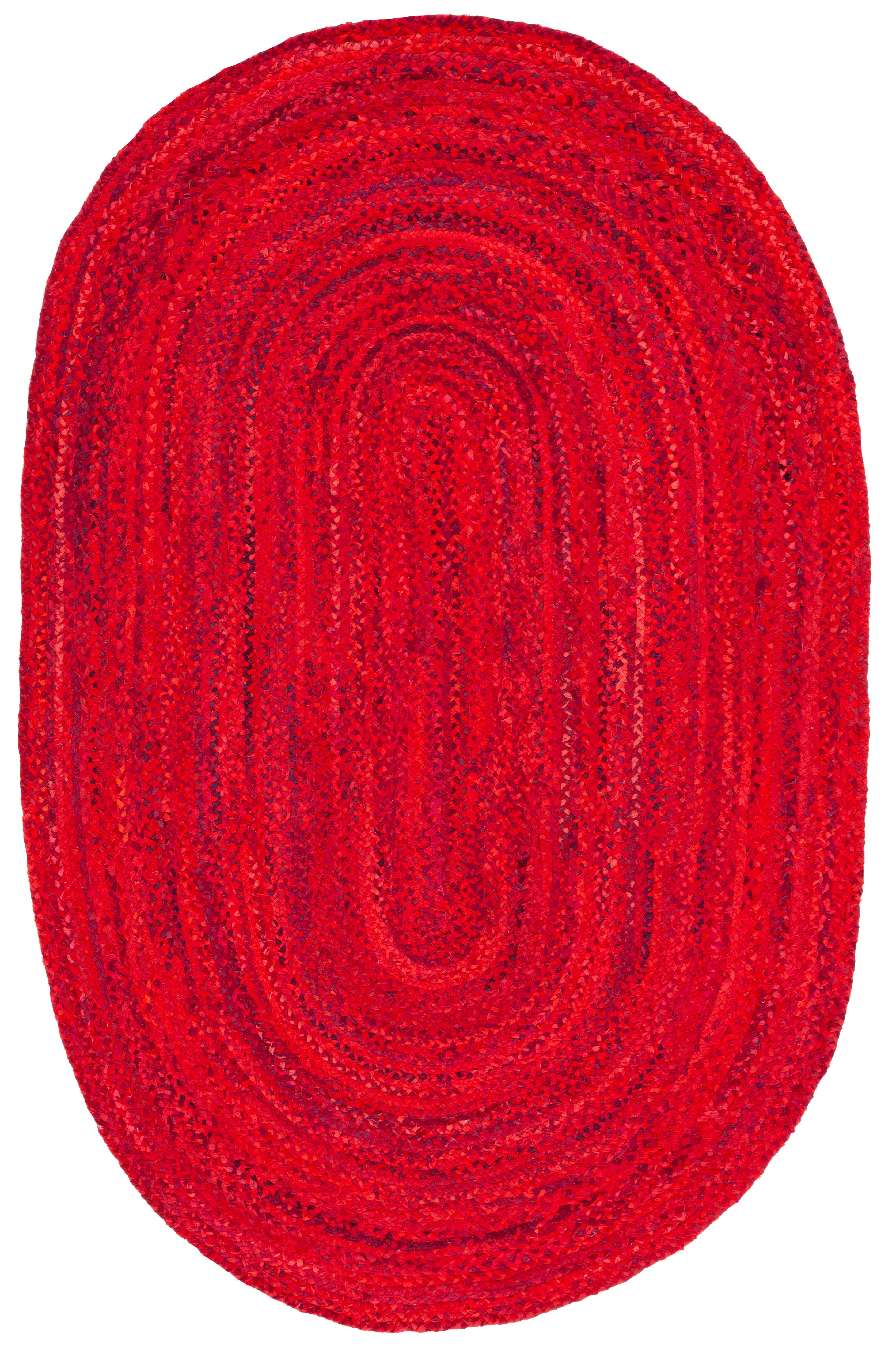 SAFAVIEH Braided Calvin Transitional Cotton Reversible Area Rug, Red, 5' x 8' Oval