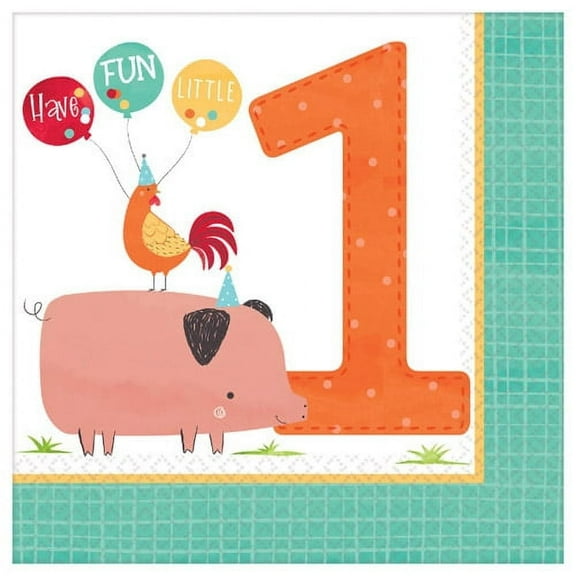 Various Barnyard Birthday Disposable Napkins, 16 Count