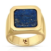 Michelle Campbell Jewelry Women's Lapis Signet Ring, Brass with 14k Yellow Gold Overlay with Genuine Lapis Inlay, Size 6