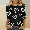 thumbnail image 2 of gakvbuo Valentine Day Shirt for Women Trendy 3/4 Sleeve Tunic Tops Cute Graphic Tees Round Neck Casual Funny Shirts Tops Blouse, 2 of 5