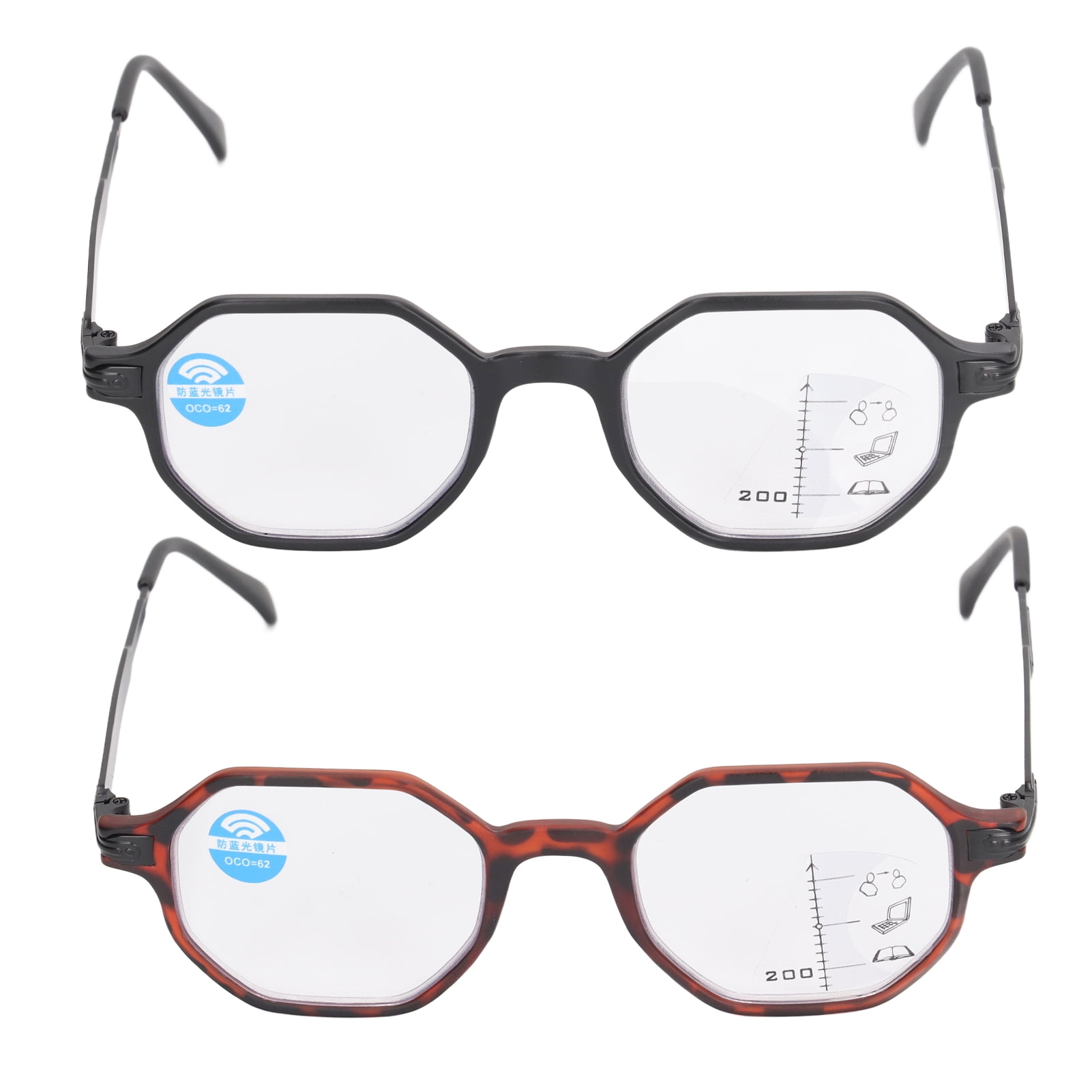 Blue Light Blocking Glasses, Lightweight Frame Gaming Glasses 2 Pack Stylish Multi PC Lens High