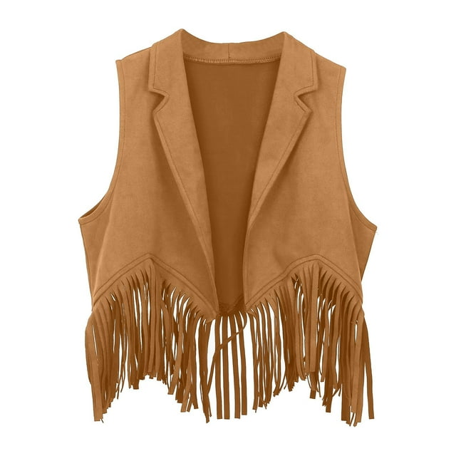 Hauts pour Filles Western Cowboy Cowboy Fille Gilet à Franges Ouvert devant Ensemble de Gilet à Franges pour Enfants