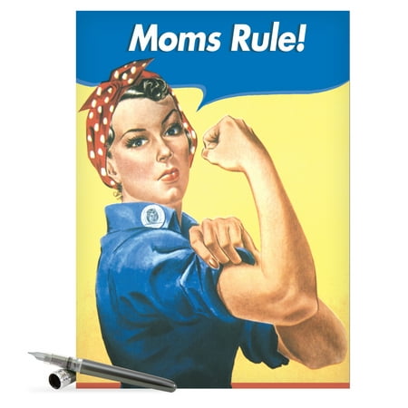 J0096 Jumbo Funny Mother's Day Card: 'moms rule' with Envelope (Jumbo Size: 8.5