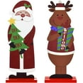 thumbnail image 1 of Decoración de mesa navideña JM de madera 2 uds Papá Noel Reno muñeco de nieve color beige, 1 of 5