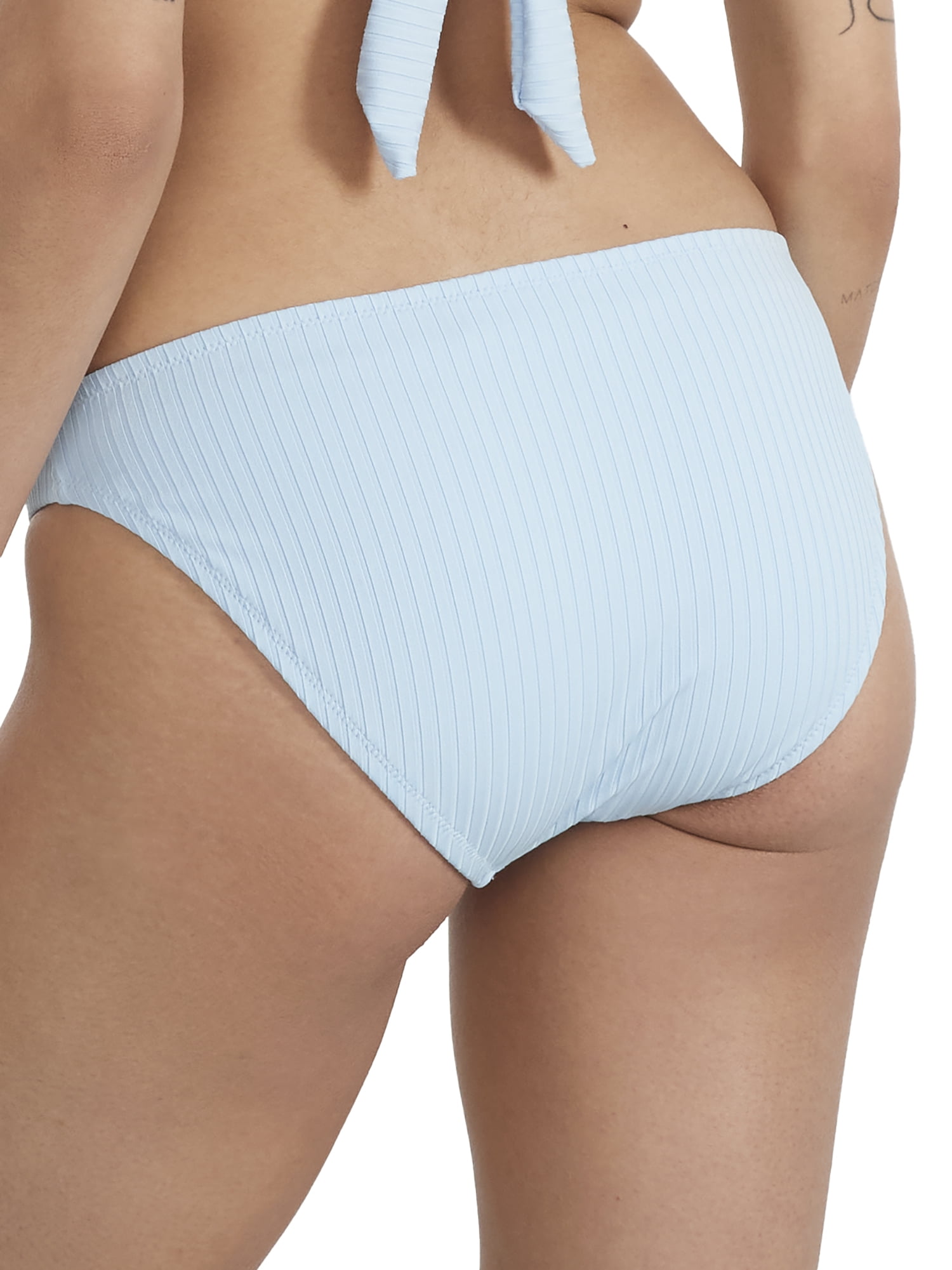 Women's Refresh Ribbed O-Ring Hipster Bikini Bottoms Celeste XL
