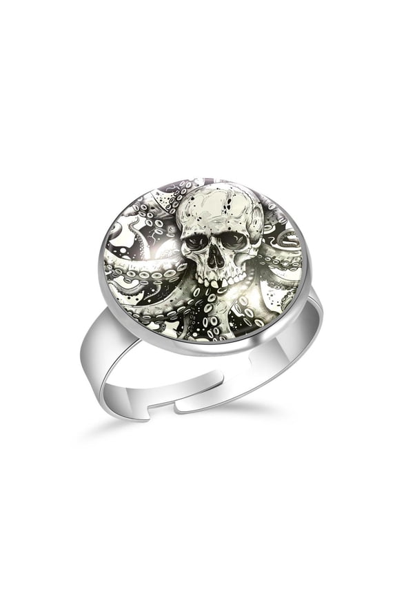 Skull Octopus Tentacles Stainless Steel Rings for Women, Open Adjustable Ring Promise Ring Jewelry Gifts