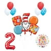 13 pc Dr Seuss Cat in the Hat 2nd Birthday Party Balloon Supplies and Decorat...