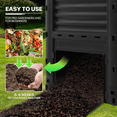 thumbnail image 6 of MoNiBloom 80 Gallon Outdoor Compost Bin with Gloves, Composter Box with Snap-on Top Lid and Aeration System, Garden Compost Barrel Tumbler, BPA Free, Black/Green, 6 of 10