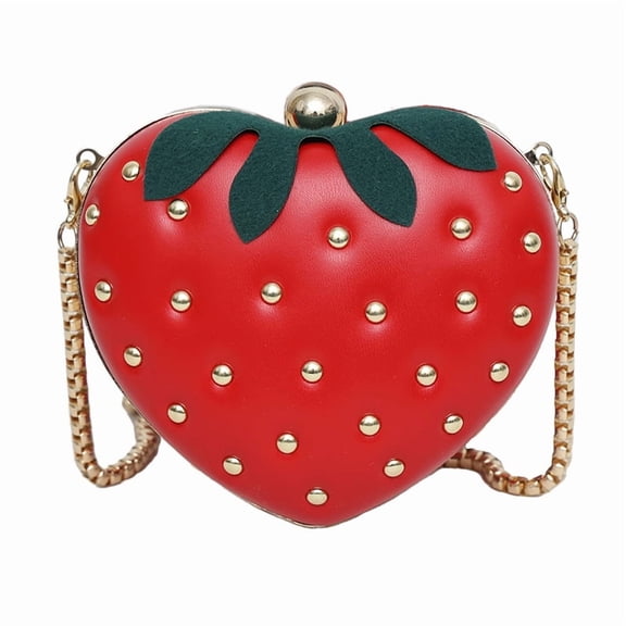 Baguery Strawberry Purse for Women - Kawaii Leather Chain Fruit Shoulder Bag Cute Handbag Accessories for Girls Ladies​