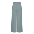thumbnail image 6 of GEWSEY Women's Linen Summer Palazzo Pants Casual High Waist Flowy Wide Leg Pant Beach Trousers with Pocket (Sky Blue, 3XL), 6 of 6