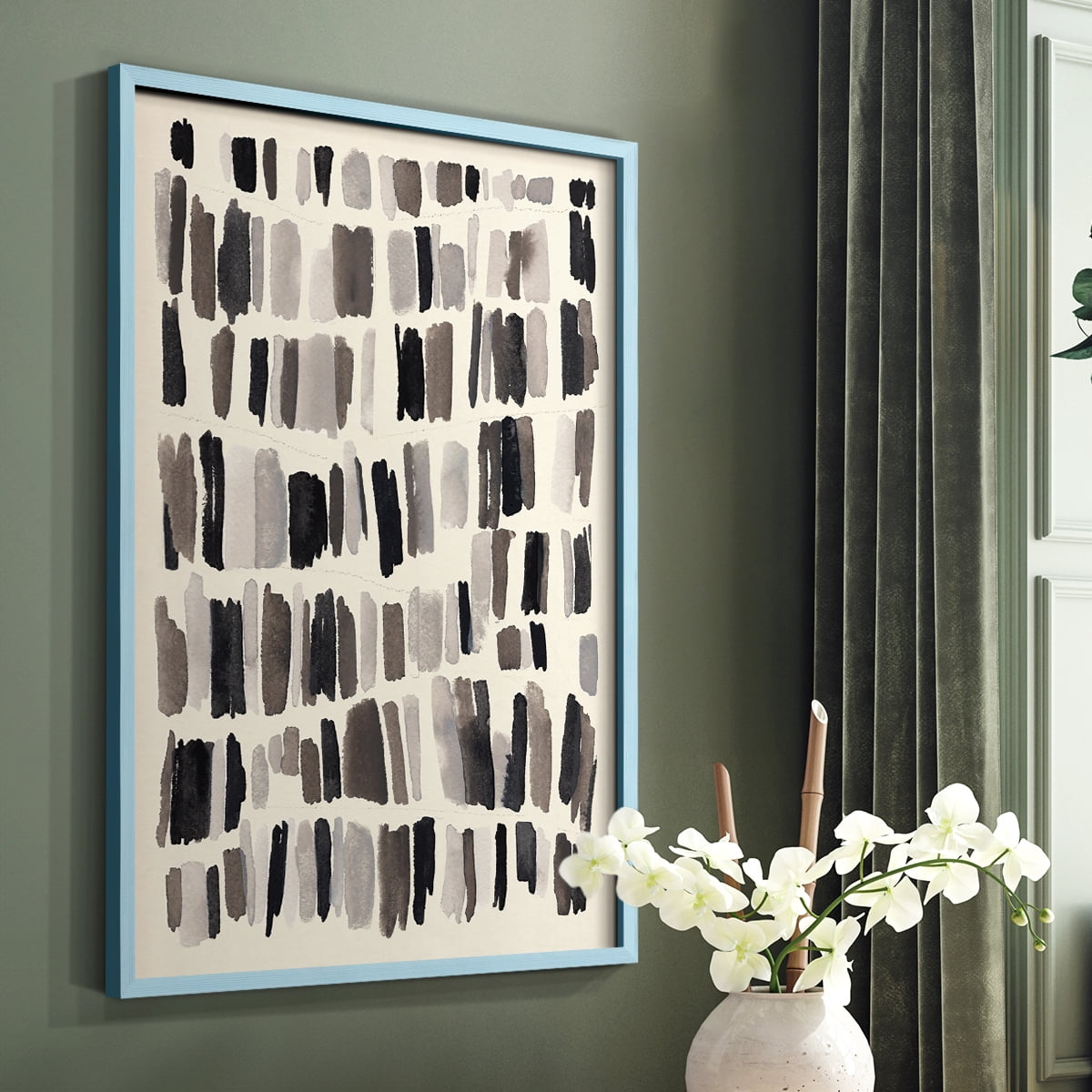 Chalk and Flint II Framed Print in Blue Solid Wood Framed Print No Nail Hanging