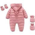 thumbnail image 2 of YOUI-GIFTS 3 Pcs Baby Flannel Lining Snowsuit Unisex Winter Warm Jumpsuit Double Zip Up Romper, 2 of 5
