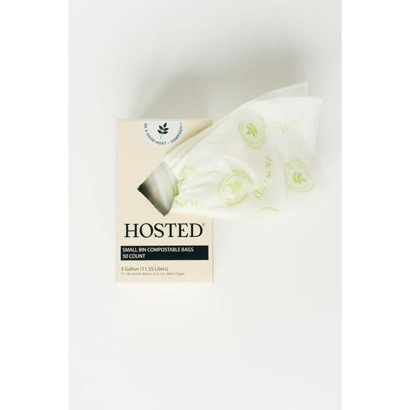 Hosted Bin Printed Compostable Bags - Small - 3 Gallon/50ct