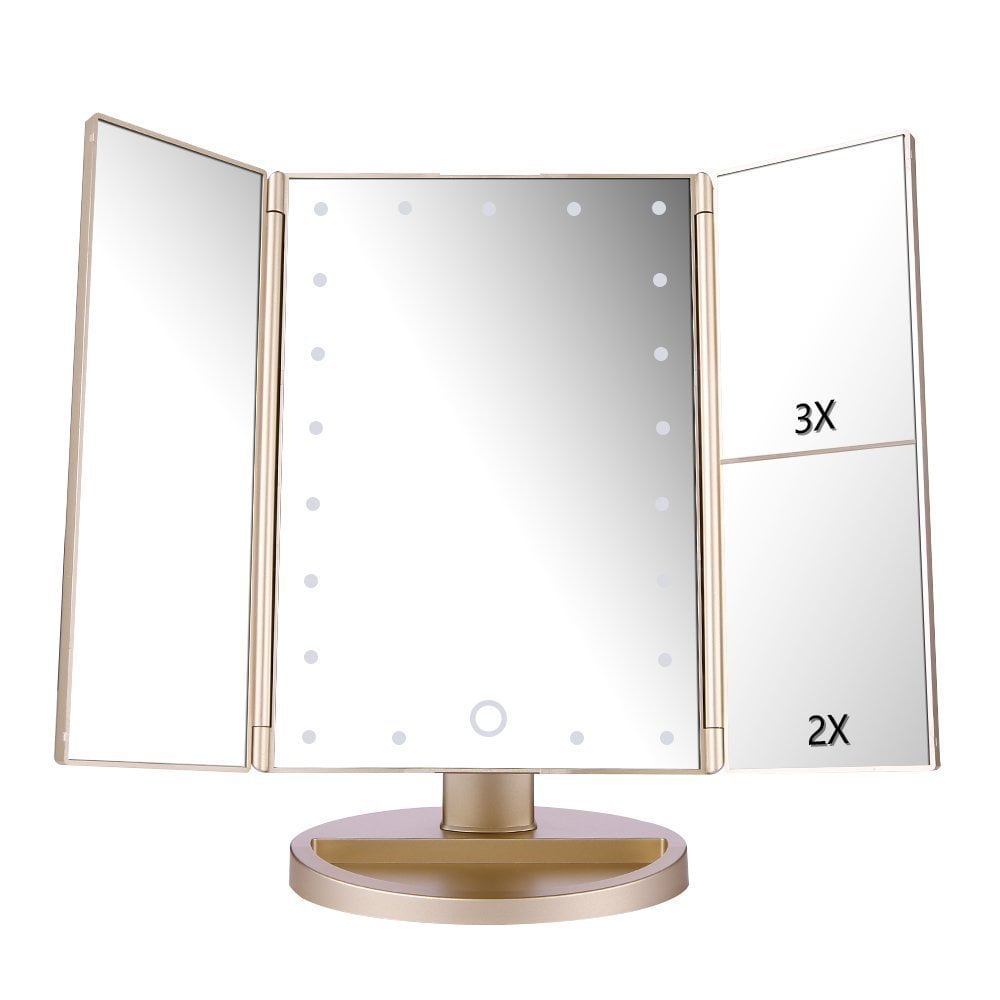 best tri fold lighted makeup mirror