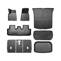 Set of 7 All-Weather Floor Mats Waterproof Non-Slip Floor Mat Front Rear Cargo Liner Mat Backrest Mats Fit For 2021-2024 Tesla Y 5 Seat,Essential Tesla Accessories for Model Y