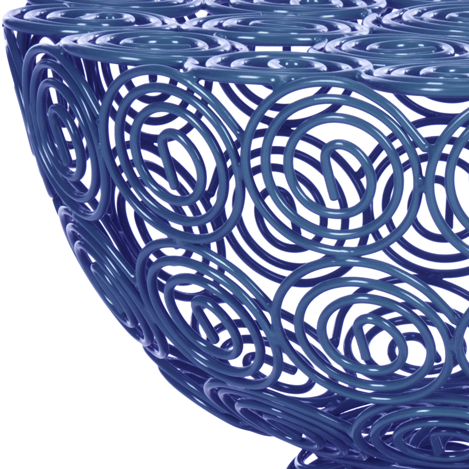 SAFAVIEH Leila Solid Iron Wire Round Stool Table, Dark Blue