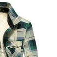 thumbnail image 3 of IYTR Mens Plus Velvet Shirt Jacket Button Up Turndown Collar Jacket Plaid Long Sleeve Loose Warm Winter Shirts Coat with Pockets Green XXXXL, 3 of 3