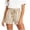 #0042-Khaki, variant on Pounoo Womens Shorts Elastic Waist Drawstring Stripe Print Rolled Hem Shorts Womens Casual Shorts Relaxed Fit Summer Wear Lightweight Womens Bottoms