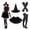 Black, variant on Adult Women'S Halloween Witch Costume Set With Hat, Striped Socks, Gloves And Tulle Skirt, Four-Piece Outfit For Costume Parties, Dance Events, Cosplay And Themed Celebrations