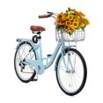 thumbnail image 1 of VEVOR 24-Inch Cruiser Bike 7-Speed Light Blue Beach Cruiser Bike with Basket, 1 of 9
