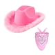 thumbnail image 3 of Sombrero de vaquero con plumas y vaquera de fellaptop, color sólido, Fedora para fiesta, cosplay, para mujer Toalla Cuadrada Rosa, 3 of 6