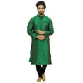 thumbnail image 5 of Atasi Designer Indian Ethnic Men's Green Kurta Pyjama Long Dupion Shirt-S, 5 of 7
