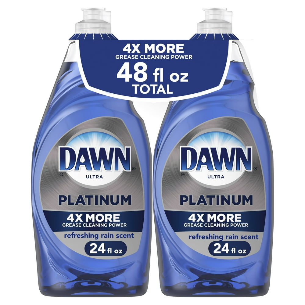 Dawn Platinum Dishwashing Dish Soap, Refreshing Rain, 2x24 fl oz