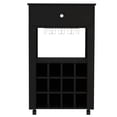 thumbnail image 4 of 39" Tall Black Coffee Cart | Stores 12 Bottles and Small Things in Kitchen or Living Room | Offers Sturdy Support and Stylish Display, 4 of 5