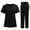 Black, variant on Scrub Sets for Women 2 Piece Wide Leg Casual Short Sleeve Tops and Long Pants Sets