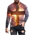 thumbnail image 2 of Blusas y camisas de manga larga con cuello redondo para hombre, blusas casuales de manga larga con cuello redondo, blusas estampadas, blusas de poliéster para hombre, 2 of 5